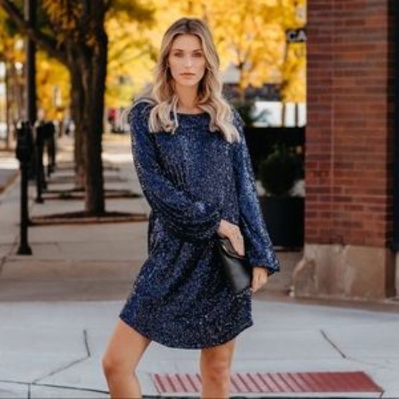 VICI Better Than A Gift Sequin Tie Dress - Picture 3 of 5